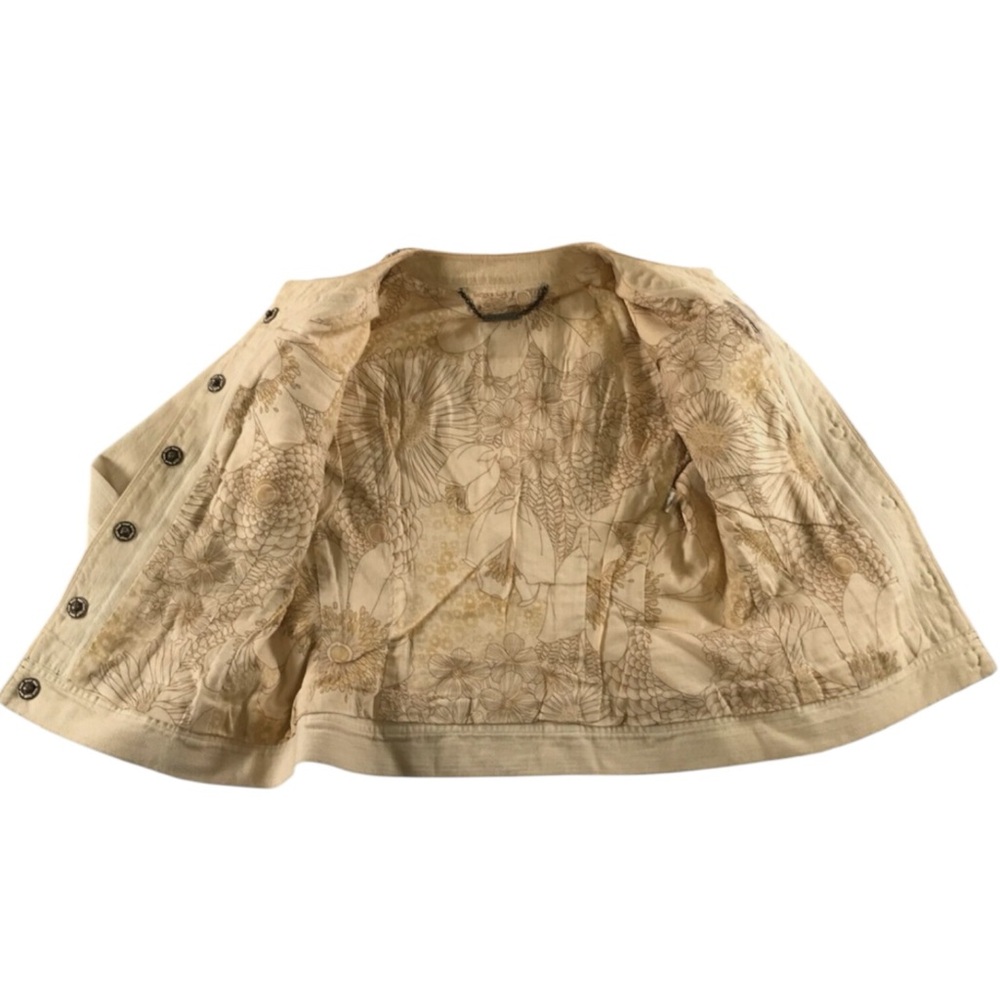 ELIE TAHARI Cotton Leather Blingy Trim Jacket in Cream Size Small — GORGEOUS!!! - Picture 6 of 11